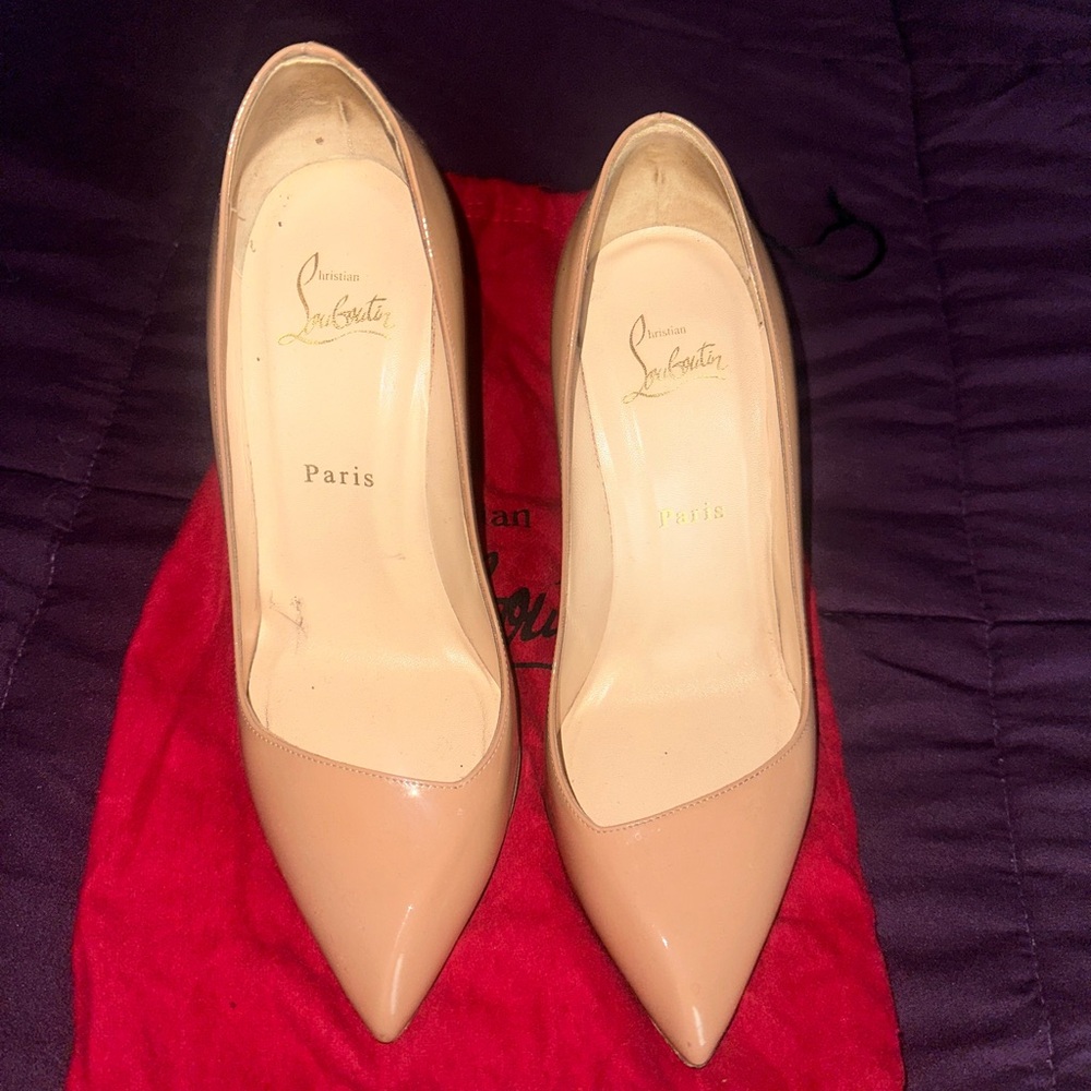 Christian Louboutin Tan Heels Pointed Toe Elegance